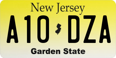 NJ license plate A10DZA