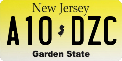 NJ license plate A10DZC