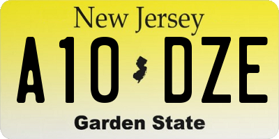 NJ license plate A10DZE