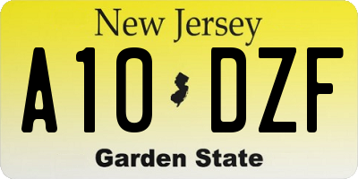 NJ license plate A10DZF