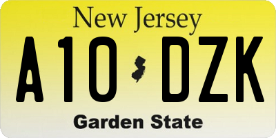 NJ license plate A10DZK