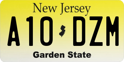 NJ license plate A10DZM