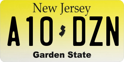 NJ license plate A10DZN