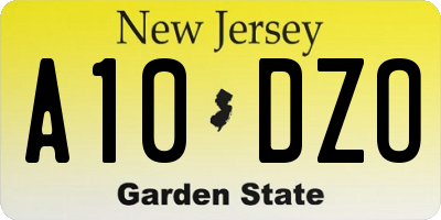 NJ license plate A10DZO