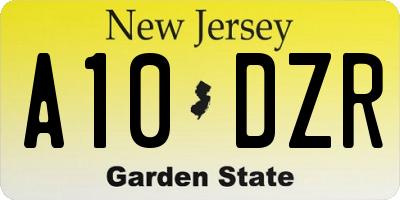 NJ license plate A10DZR