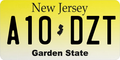 NJ license plate A10DZT