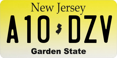 NJ license plate A10DZV