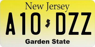 NJ license plate A10DZZ