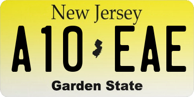 NJ license plate A10EAE