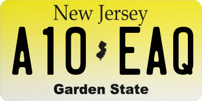 NJ license plate A10EAQ