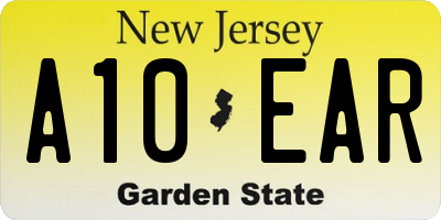 NJ license plate A10EAR