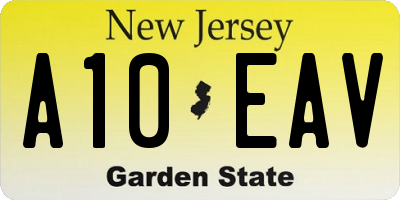 NJ license plate A10EAV