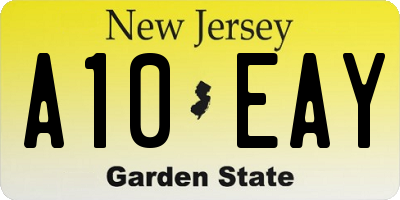 NJ license plate A10EAY