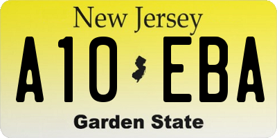 NJ license plate A10EBA