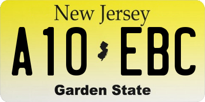 NJ license plate A10EBC