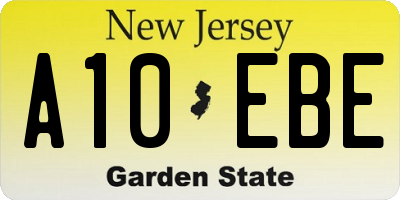 NJ license plate A10EBE