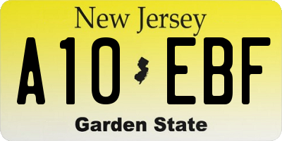 NJ license plate A10EBF