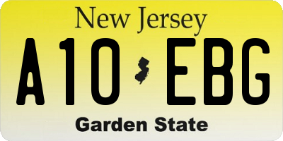 NJ license plate A10EBG