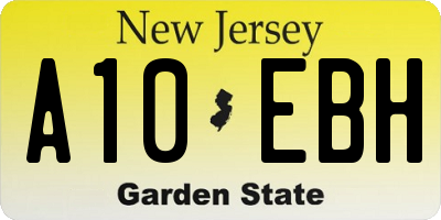 NJ license plate A10EBH