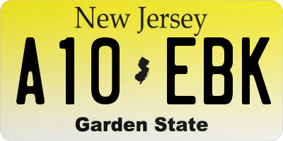 NJ license plate A10EBK