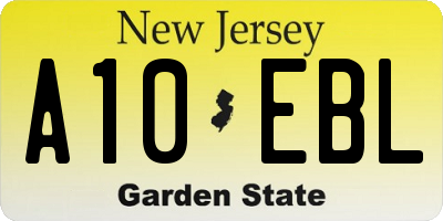 NJ license plate A10EBL