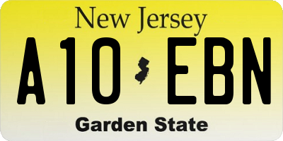 NJ license plate A10EBN