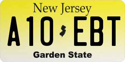 NJ license plate A10EBT