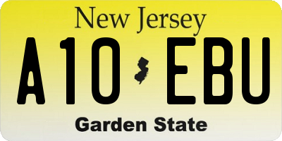 NJ license plate A10EBU
