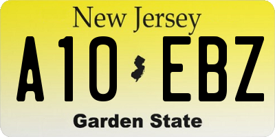 NJ license plate A10EBZ