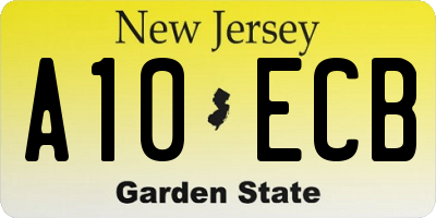 NJ license plate A10ECB