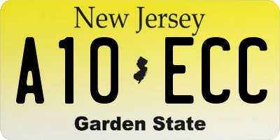 NJ license plate A10ECC