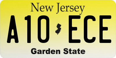 NJ license plate A10ECE
