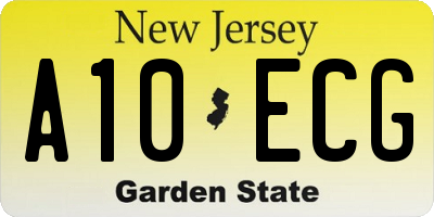 NJ license plate A10ECG