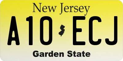 NJ license plate A10ECJ