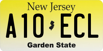 NJ license plate A10ECL