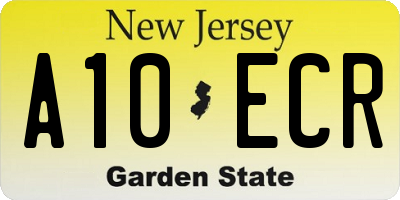 NJ license plate A10ECR