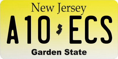 NJ license plate A10ECS