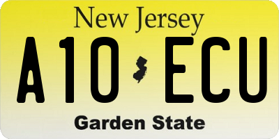 NJ license plate A10ECU