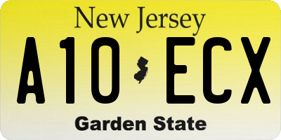 NJ license plate A10ECX