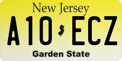 NJ license plate A10ECZ