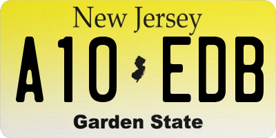 NJ license plate A10EDB