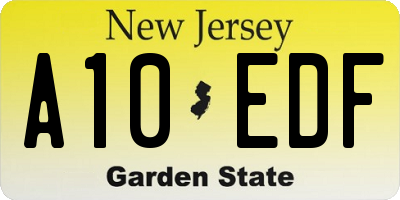 NJ license plate A10EDF