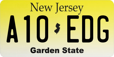 NJ license plate A10EDG