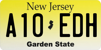 NJ license plate A10EDH