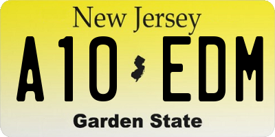 NJ license plate A10EDM