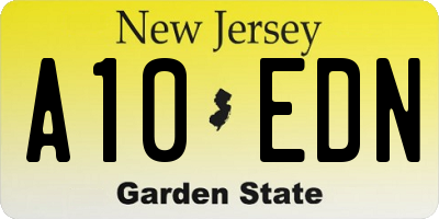 NJ license plate A10EDN