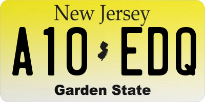 NJ license plate A10EDQ