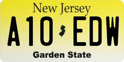 NJ license plate A10EDW