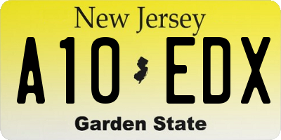 NJ license plate A10EDX