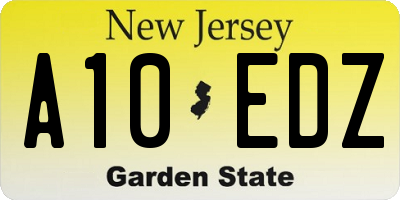 NJ license plate A10EDZ